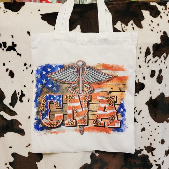 CNA American Flag Canvas Tote Bag - Picture 1 of 3